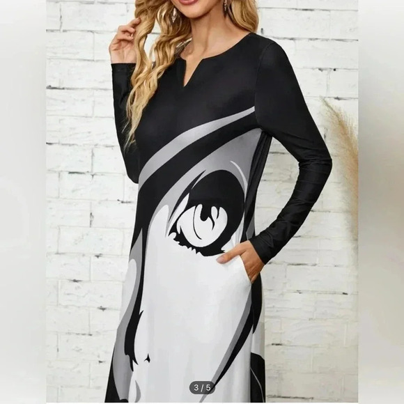 Notched Neck Figure Graphic Dress size XL12 - Picture 5 of 13